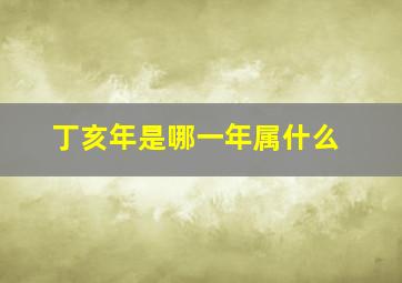 丁亥年是哪一年属什么