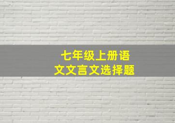 七年级上册语文文言文选择题