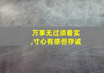 万事无过须着实,寸心有感但存诚