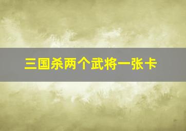 三国杀两个武将一张卡