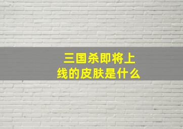 三国杀即将上线的皮肤是什么