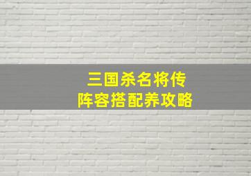 三国杀名将传阵容搭配养攻略