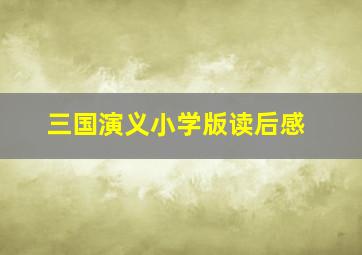 三国演义小学版读后感