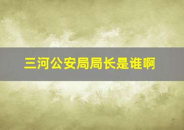 三河公安局局长是谁啊