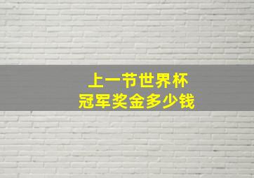 上一节世界杯冠军奖金多少钱