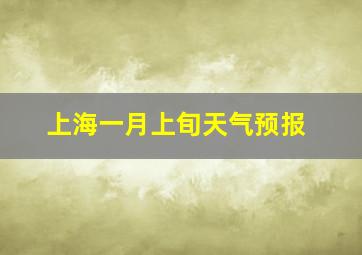 上海一月上旬天气预报