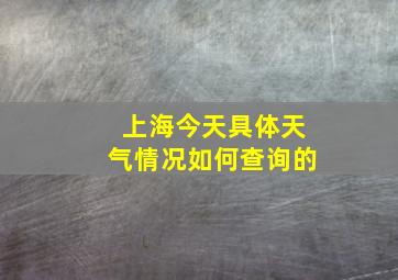 上海今天具体天气情况如何查询的