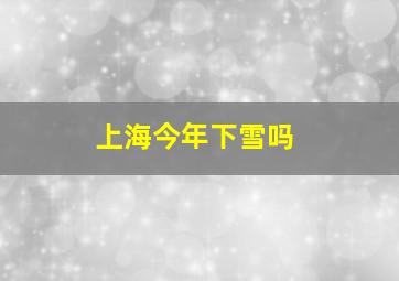 上海今年下雪吗