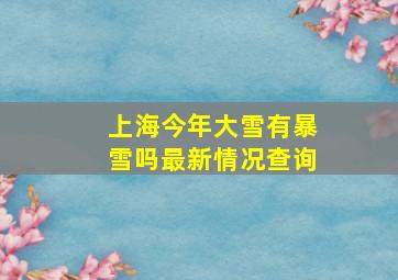 上海今年大雪有暴雪吗最新情况查询