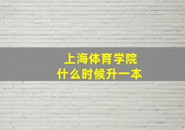 上海体育学院什么时候升一本