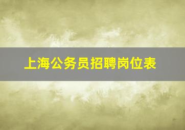 上海公务员招聘岗位表