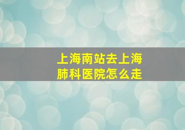 上海南站去上海肺科医院怎么走