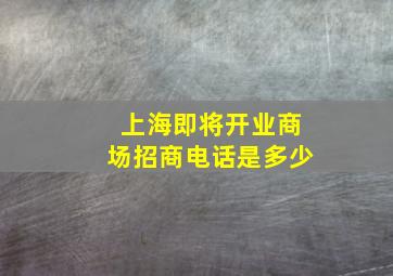 上海即将开业商场招商电话是多少