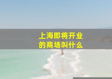 上海即将开业的商场叫什么