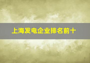 上海发电企业排名前十