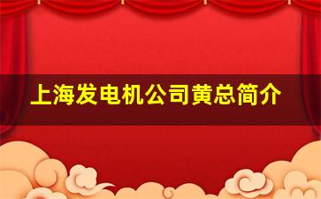 上海发电机公司黄总简介