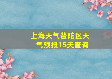 上海天气普陀区天气预报15天查询