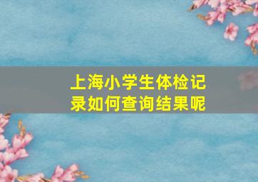 上海小学生体检记录如何查询结果呢