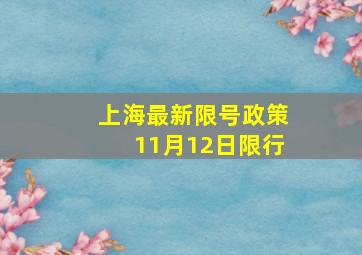 上海最新限号政策11月12日限行