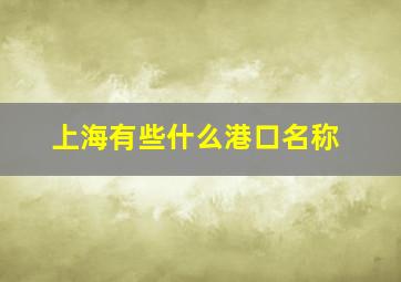 上海有些什么港口名称