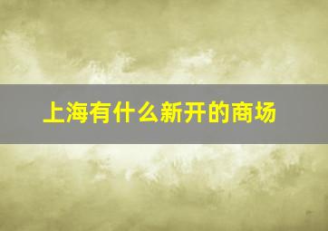 上海有什么新开的商场