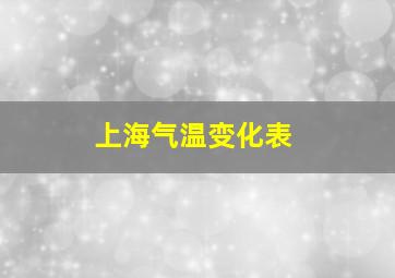 上海气温变化表