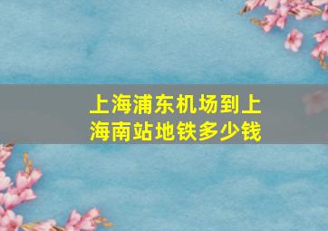 上海浦东机场到上海南站地铁多少钱