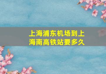 上海浦东机场到上海南高铁站要多久