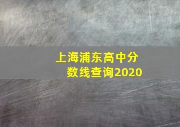 上海浦东高中分数线查询2020