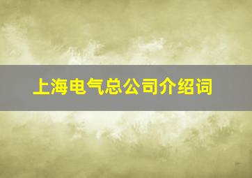 上海电气总公司介绍词