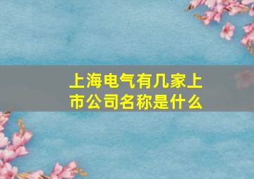 上海电气有几家上市公司名称是什么