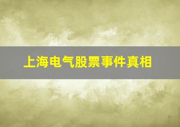 上海电气股票事件真相