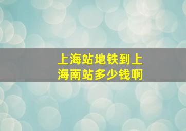 上海站地铁到上海南站多少钱啊