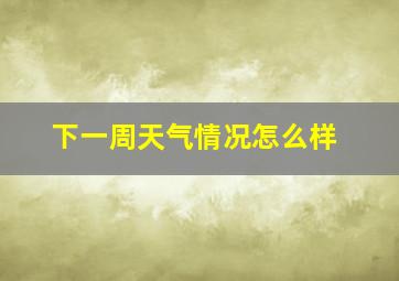 下一周天气情况怎么样