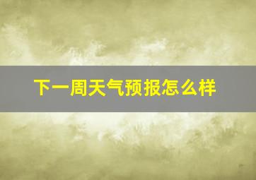 下一周天气预报怎么样