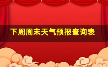 下周周末天气预报查询表