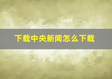 下载中央新闻怎么下载