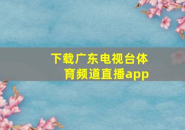 下载广东电视台体育频道直播app