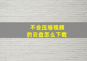 不会压缩视频的云盘怎么下载