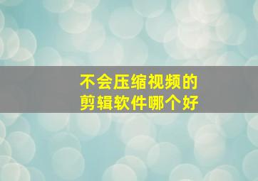 不会压缩视频的剪辑软件哪个好