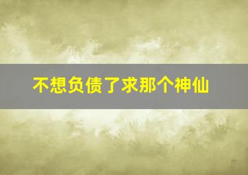 不想负债了求那个神仙