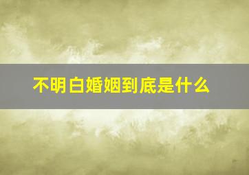 不明白婚姻到底是什么