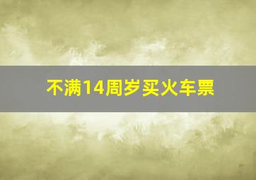 不满14周岁买火车票