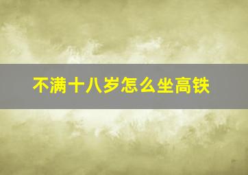 不满十八岁怎么坐高铁