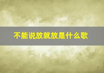 不能说放就放是什么歌