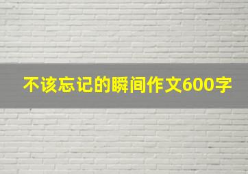 不该忘记的瞬间作文600字