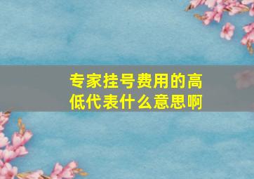 专家挂号费用的高低代表什么意思啊