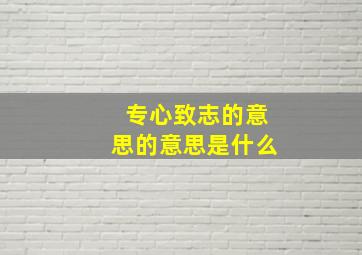 专心致志的意思的意思是什么