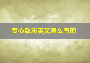 专心致志英文怎么写的