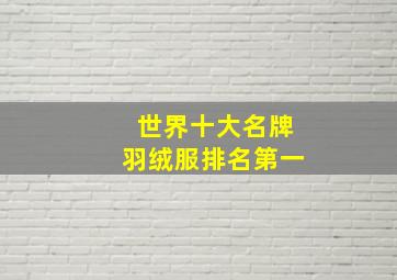 世界十大名牌羽绒服排名第一